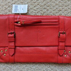 NWT Jerome Dreyfuss red leather LEON clutch